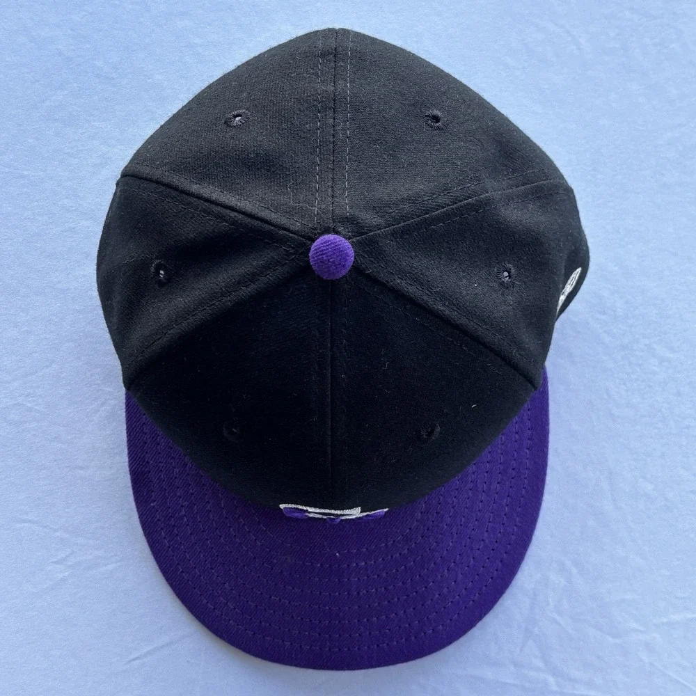 Colorado Rockies New Era 59FIFTY Fitted Hat Black Purple Size 7 1/2 MLB On-Field